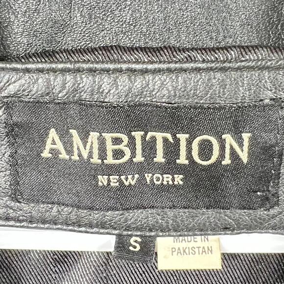 Ambition New York Black Leather Button Up Jacket Size S - Picture 2 of 13